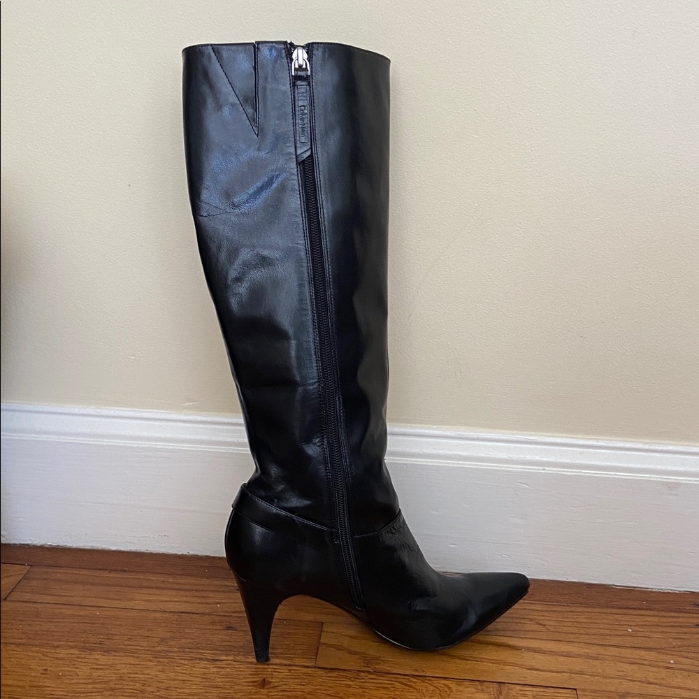 Calvin Klein Black Heeled Knee High Boots - Picture 5 of 7